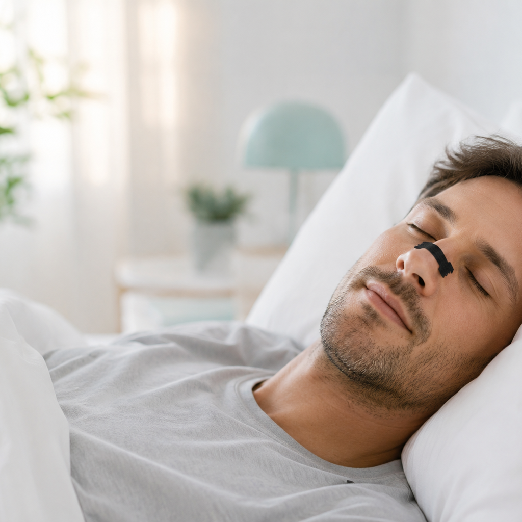 Sleeping peacefully with a nasal strip