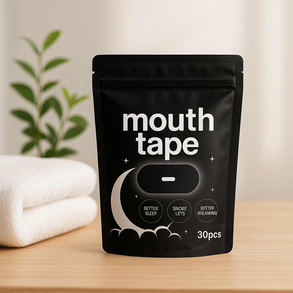 Radiely mouth tape on a shelf